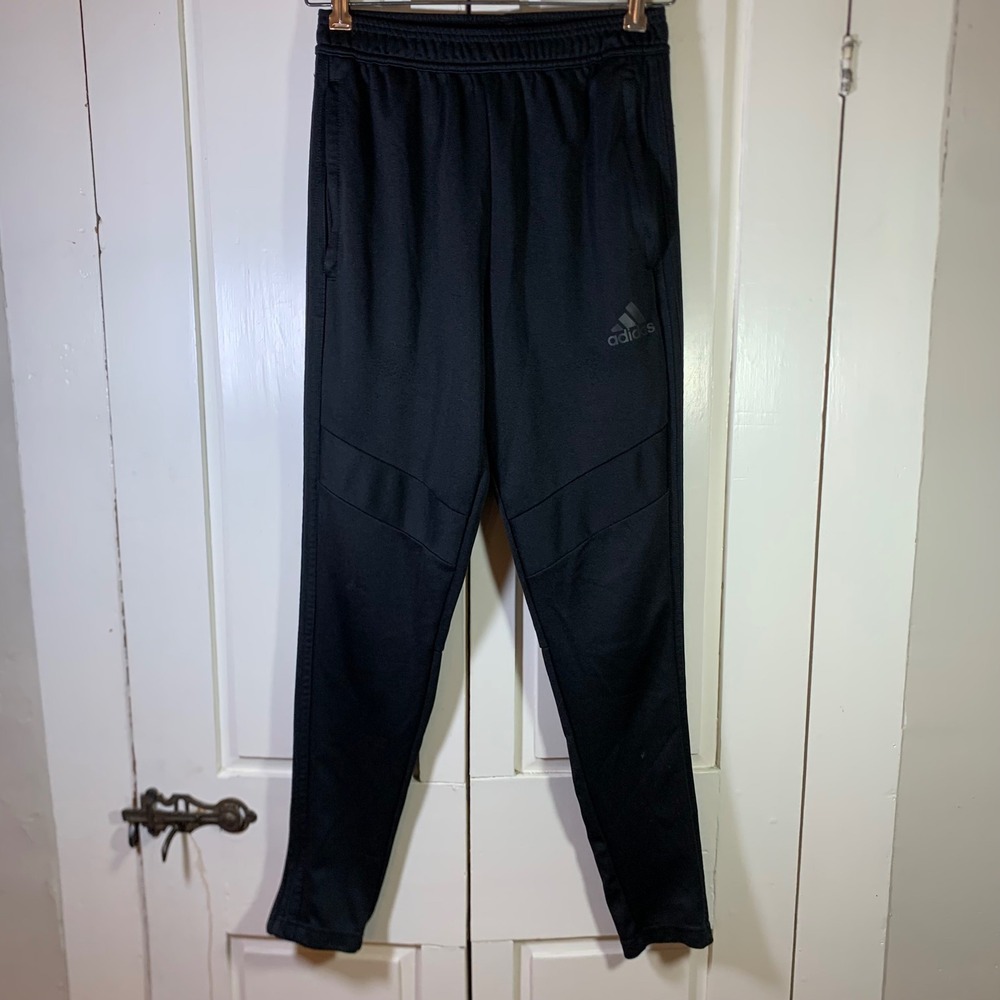 Adidas Aeroready Men Black Tapered Athletic Track Pants Sz Small Ankle Zip READ
